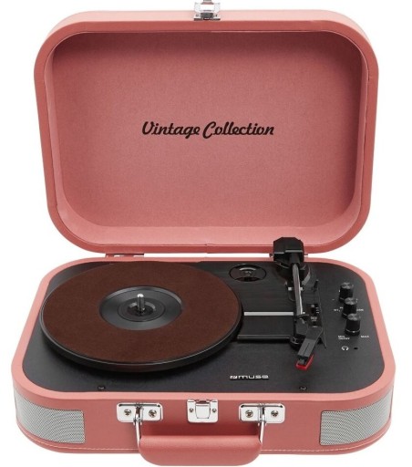 GRAMOFON STEREO WALIZKA VINTAGE USB BLUETOOTH RÓŻOWY MUSE MT-201BTP