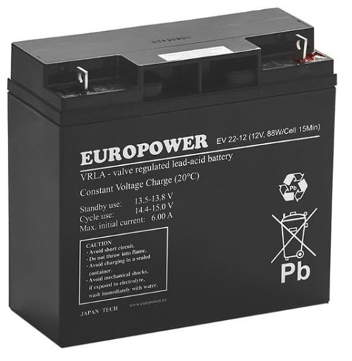AKUMULATOR BATERIA AGM VRLA EUROPOWER EV22-12 EV 22-12 12V 22Ah APC RBC UPS