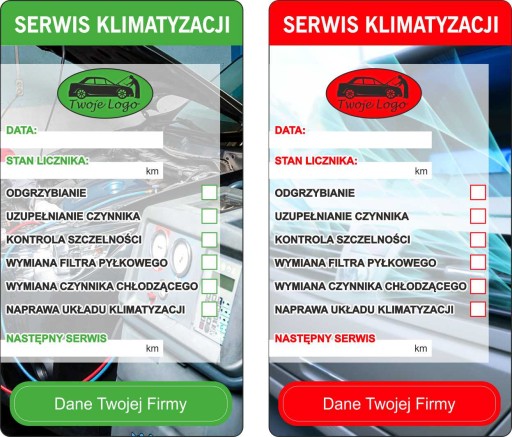 NAKLEJKI WYMIANA OLEJU serwis klimatyzacji 200 szt