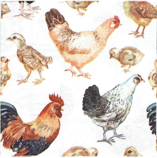 Serwetka decoupage 147C Wielkanoc kury koguty 1szt
