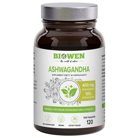 Biowen ASHWAGANDHA 400 mg 120 kapsułek Koncentracja PAMIĘĆ STRES Krążenie