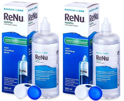 PŁYNY DO SOCZEWEK RENU MULTIPLUS 2x 360ml +2 pojemniki