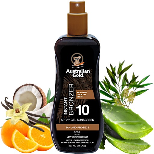 AUSTRALIAN GOLD ŻEL DO OPALANIA OCHRONNY SPF 10 SPRAY z bronzerem