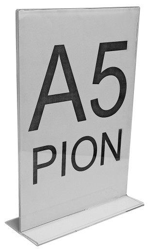 Stojak pionowy typ T z plexi. Menu z pleksi A5