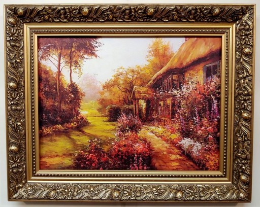 PEJZAŻ 50X40 CM OBRAZ W ZŁOTEJ RAMIE