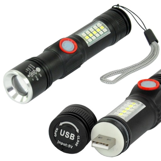 Mini latarka EDC akumulatorowa LED USB Zoom