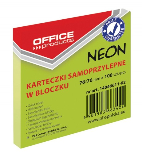 BLOCZEK SAMOPRZYLEPNY 76x76MMx100, KARTECZKI NOTES