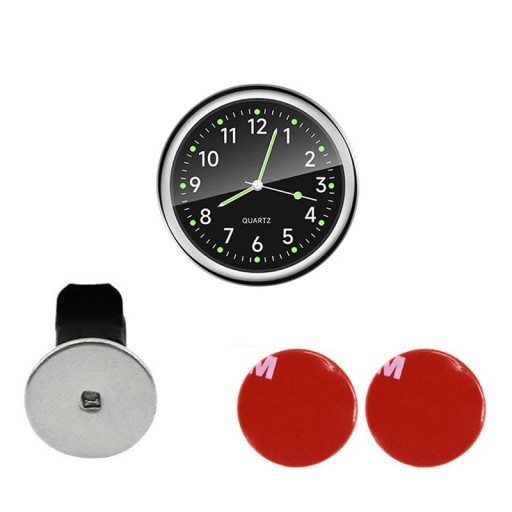 Zegarek Samochodowy Dekoracjny Analog Chrom Czarny / Black + Klips i Smart