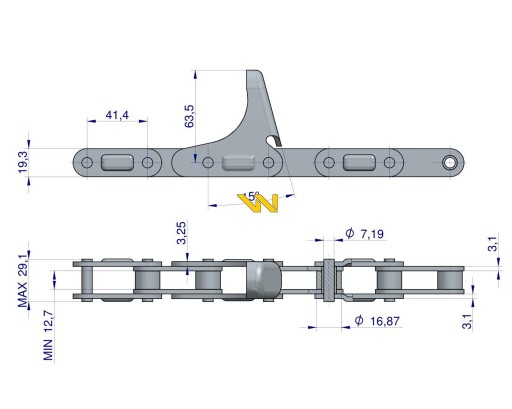 Łańcuch zamknięty CA555F3 x 48A Case WARYŃSKI