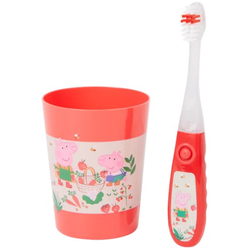 Szczoteczka do zębów z timerem + kubek Świnka Peppa Pig dla dzieci