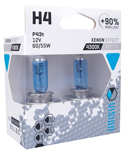 55W +90% ŻARÓWKI VISION ARCTIC WHITE WHITE H4 12V