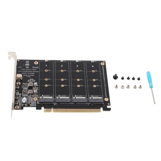 m.2 nvme ssd to pcie x16 adapter 4 port high speed 4x32gbps soft raid card