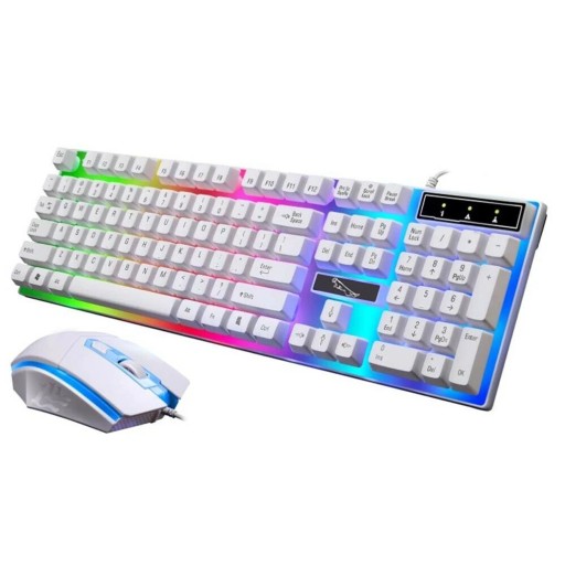 G21 USB Wired Keyboard Mouse Set LED Rainbow Color Backlight Gaming Compute