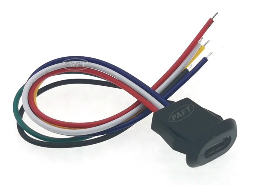 Gniazdo USB C tablicowe panelowe czarne 6 pin