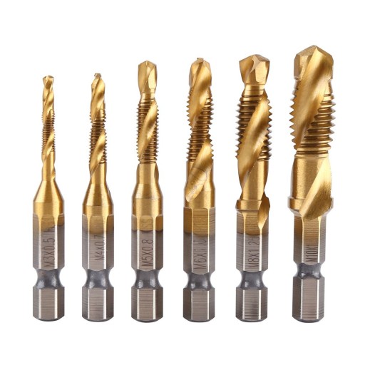 6Pcs Combination Drill and Tap Set, Metric Thread M3-M10