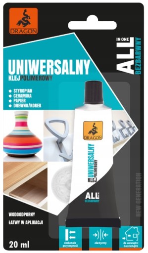 Klej polimerowy uniwersalny styropian ceramika papier Dragon 20 ml