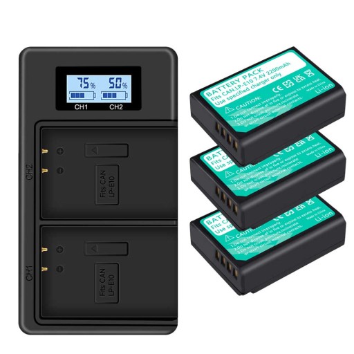 3 sztuki LP-E10 Bateria + LCD Inteligentna ładowarka Zestaw do Canon 2000D 1300D 1200D 1100D