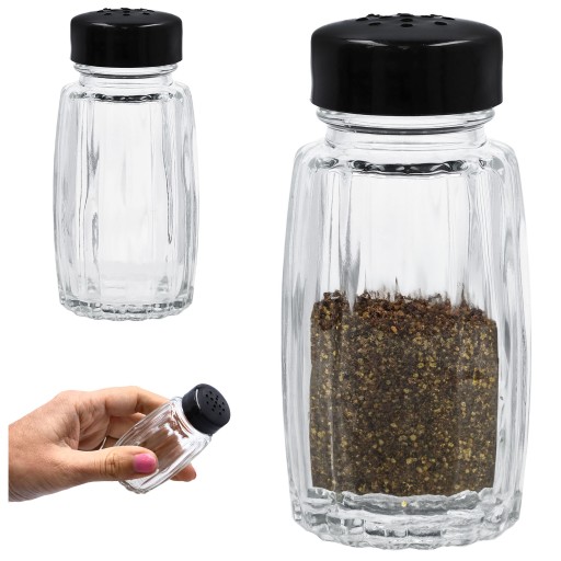Przyprawnik pojemnik pieprz sól przyprawy szklany czarny 50ml pieprzniczka
