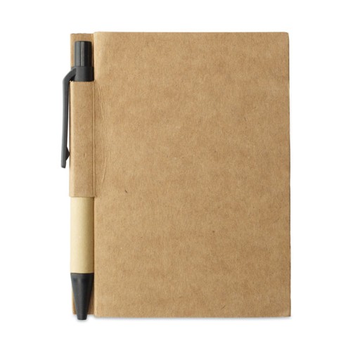 Notes, Notatnik A7 czarny ekologiczny z długopisem