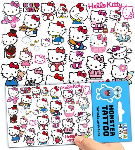 TATUAŻE ZMYWALNE TYMCZASOWE DLA DZIECI HELLO KITTY WZORY ORYGINALNE