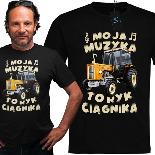 KOSZULKA MĘSKA MOJA MUZYKA TO RYK CIĄGNIKA DLA ROLNIKA CIĄGNIK TRAKTOR XS