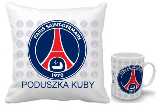 PARIS SAINT-GERMAIN ZESTAW PODUSZKA+KUBEK + IMIĘ