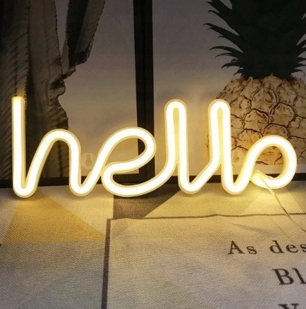 NEON LED NA ŚCIANĘ ZNAK hello SERCE NAPIS NEONOWY