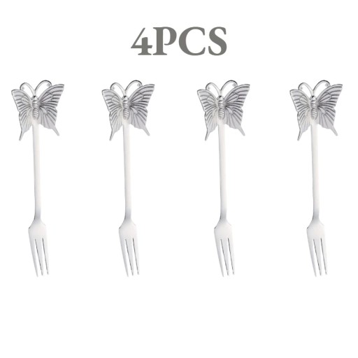 4PCS New Butterfly Tea-Spoon and fork Creative Bar Tableware Stainless