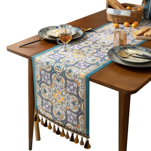 BIEŻNIK KOLOROWY Z FRĘDZLAMI 35 x 140 cm