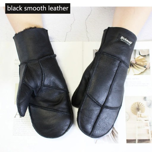 Sheepskin Fur Mittens Women's Leather Wool Color Winter Warmth Thickening