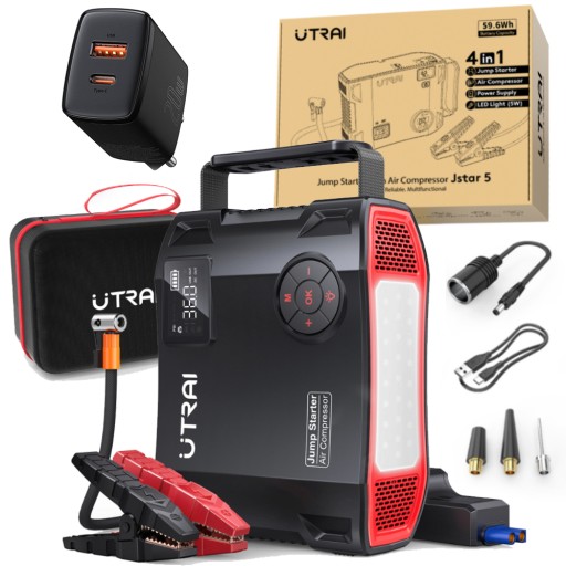 URZĄDZENIE ROZRUCHOWE BOOSTER ROZRUCH CAR JUMP STARTER KOMPRESOR UTRAI