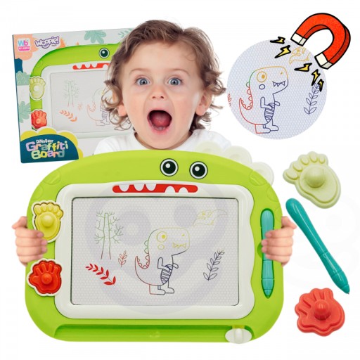 Znikopis Tablica Magnetyczna Kolorowa + 2 Stempelki Dinozaur WOOPIE