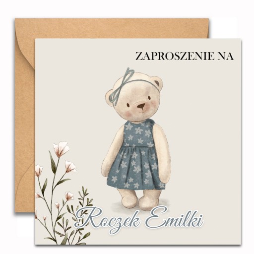 ZAPROSZENIA NA ROCZEK 10szt IMIĘ KOPERTA MIŚ 121