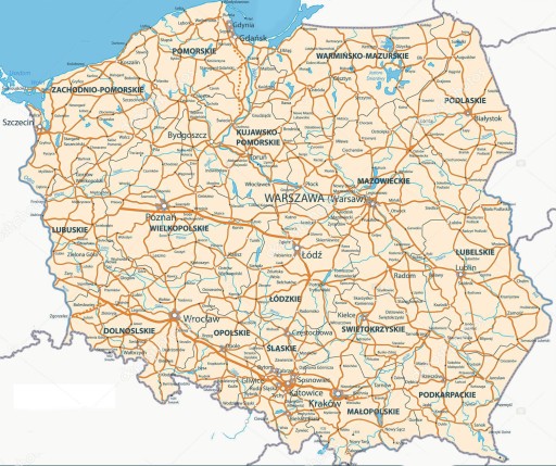 Mapa obraz korkowy Polski - 60x60cm - dużo wzorów