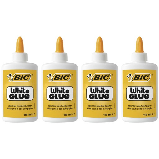 Klej w płynie Bic White Glue biały aplikator do papieru drewna 118 ml 4 szt