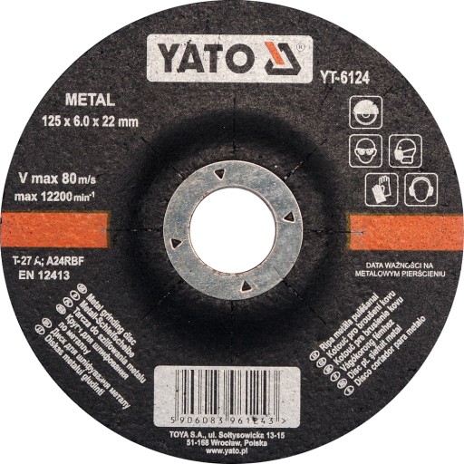 YATO - Tarcza do szlifowania metalu 125x6,0x22 mm
