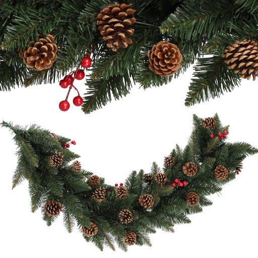 GIRLANDA CHOINKOWA ŚWIĄTECZNA 115 CM GĘSTA SZYSZKI