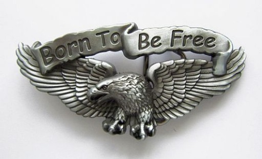 BORN TO BE FREE. orzeł z szarfą klamra stare srebro