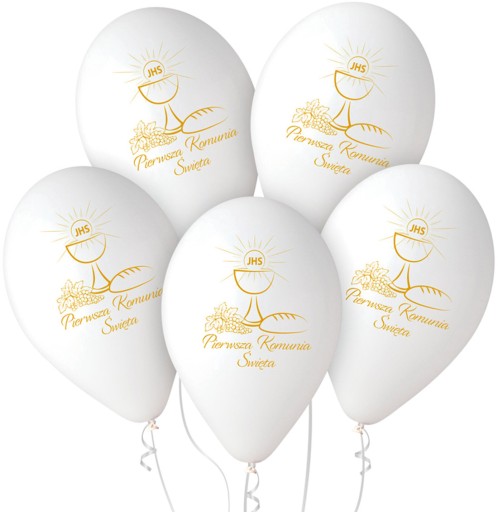 BALONY BIAŁE PASTELOWE KOMUNIA 33CM-5 SZTUK-3823