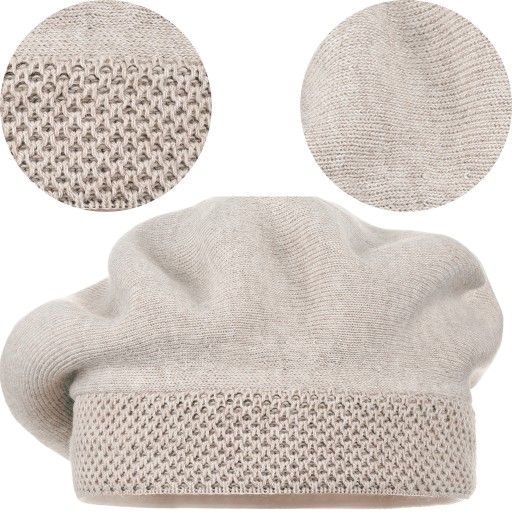 BERET DAMSKI KLASYCZNY ZIMOWY PRODUKT POLSKI MAJKA ELEGANCKI BEŻOWY BEŻ