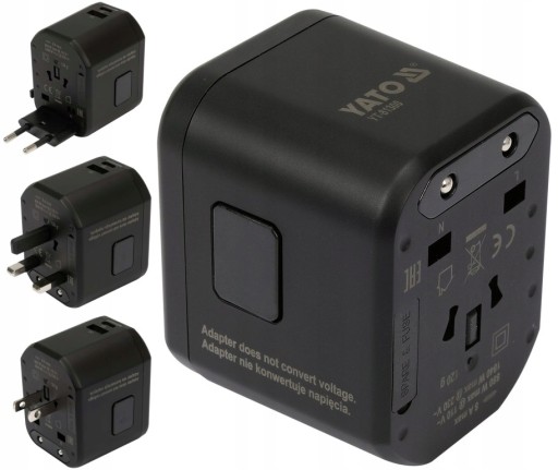 YATO ADAPTER SIECIOWY PODRÓŻNY Z ŁADOWARKĄ USB USB-C USA UK EU YT-81300