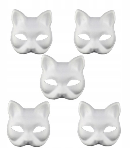 5 Pcs Cat Face Mask DIY Paintable Blank Mask Eco-f