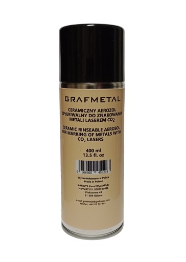 Ceramiczny aerozol spłukiwalny do znakowania metali laserem CO2 spray sprej