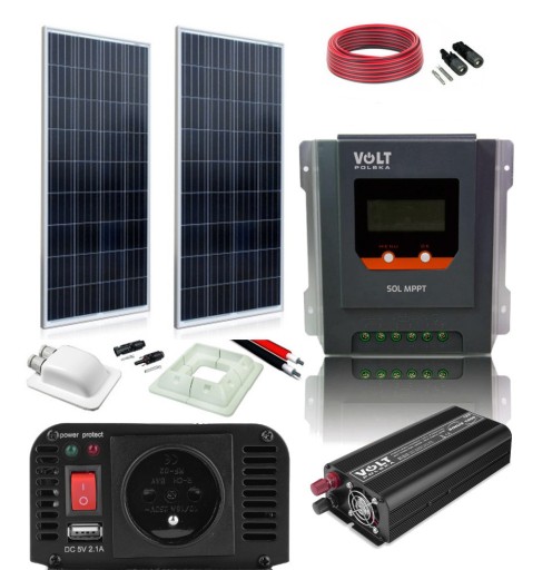 Zestaw kamper, solarny Panele 2x190W AGM 1000Wh