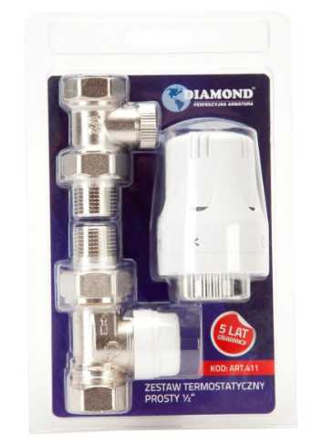 DIAMOND ZESTAW TERMOSTATYCZNY PROSTY 1/2 Z GŁOWICĄ