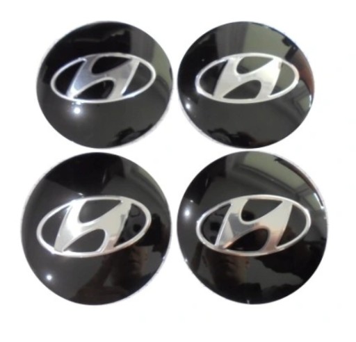 Hyundai NAKLEJKI EMBLEMATY 56mm 4SZT ALUMINIOWE Dekle dekielki