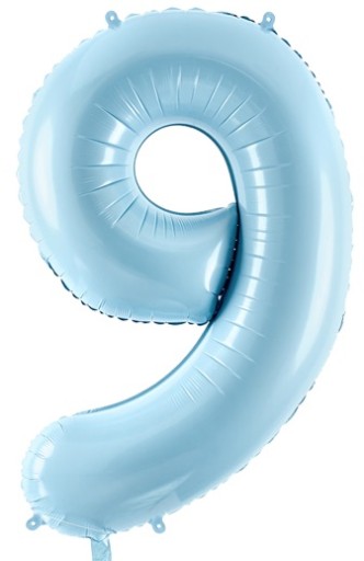 BALON FOLIOWY NA HEL CYFRA 9 NIEBIESKI DUŻY 86CM