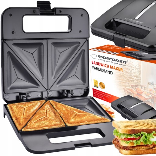 TOSTER OPIEKACZ DO KANAPEK TOSTÓW SANDWICH 1000W NIEPRZYWIERAJĄCA POWŁOKA