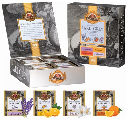 Zestaw herbat EARL GREY 4 SMAKI mix 40 TOREBEK w pudełku na PREZENT Basilur