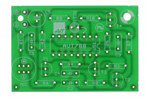 AVT788A Lampka LED reagująca na klaśnięcie płytka